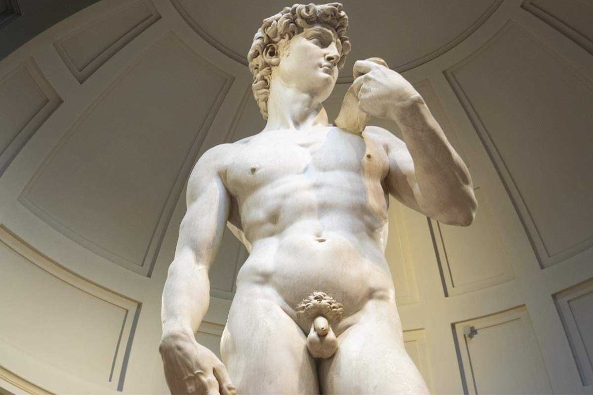 Detail of David's famously oversized hands showing Michelangelo's craftsmanship