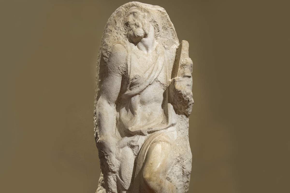 Unfinished St. Matthew sculpture by Michelangelo at Accademia Gallery