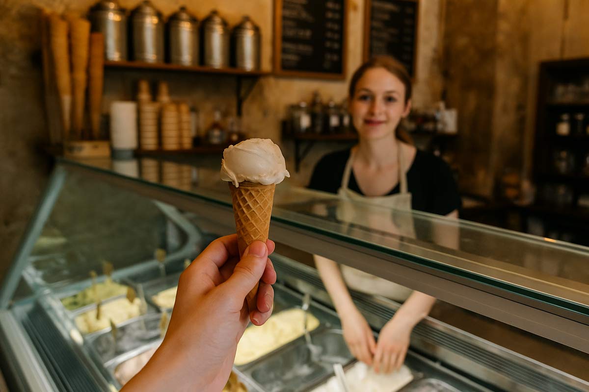 Essential gelato stop during Florence one day itinerary at artisan gelateria