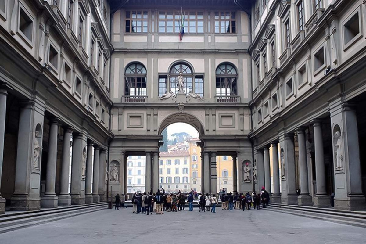 Uffizi Gallery exterior at Piazza degli Uffizi Florence